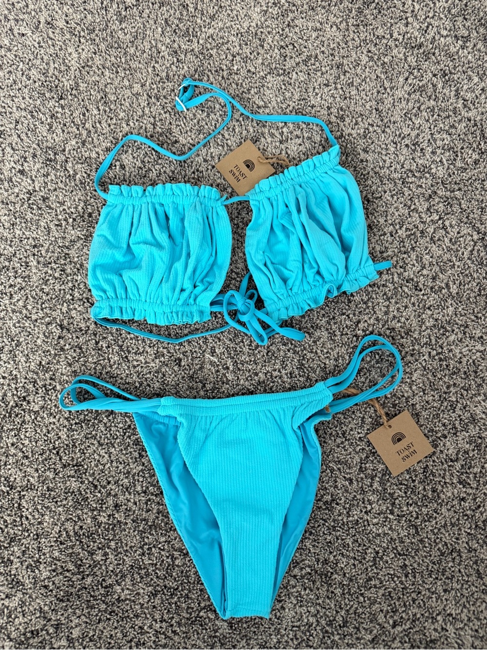 Turquoise Bandeau Ruffle Bikini Set - Twist & Swim